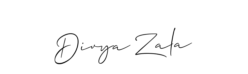 The best way (Allison_Script) to make a short signature is to pick only two or three words in your name. The name Divya Zala include a total of six letters. For converting this name. Divya Zala signature style 2 images and pictures png