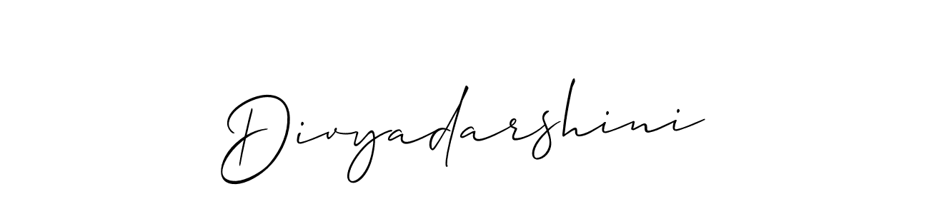 Use a signature maker to create a handwritten signature online. With this signature software, you can design (Allison_Script) your own signature for name Divyadarshini. Divyadarshini signature style 2 images and pictures png