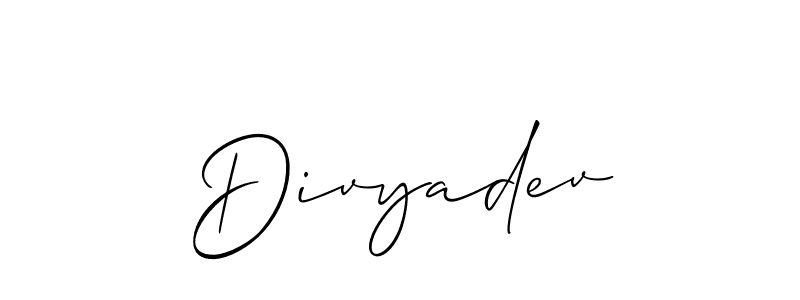 You should practise on your own different ways (Allison_Script) to write your name (Divyadev) in signature. don't let someone else do it for you. Divyadev signature style 2 images and pictures png
