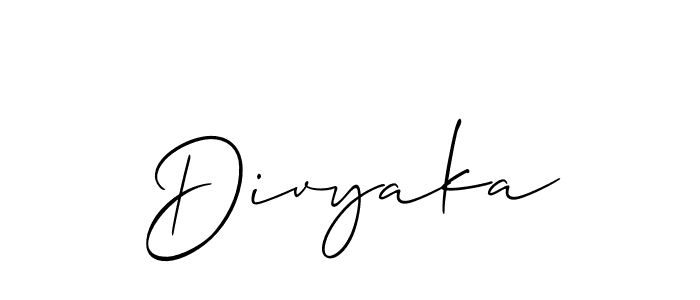 Also we have Divyaka name is the best signature style. Create professional handwritten signature collection using Allison_Script autograph style. Divyaka signature style 2 images and pictures png