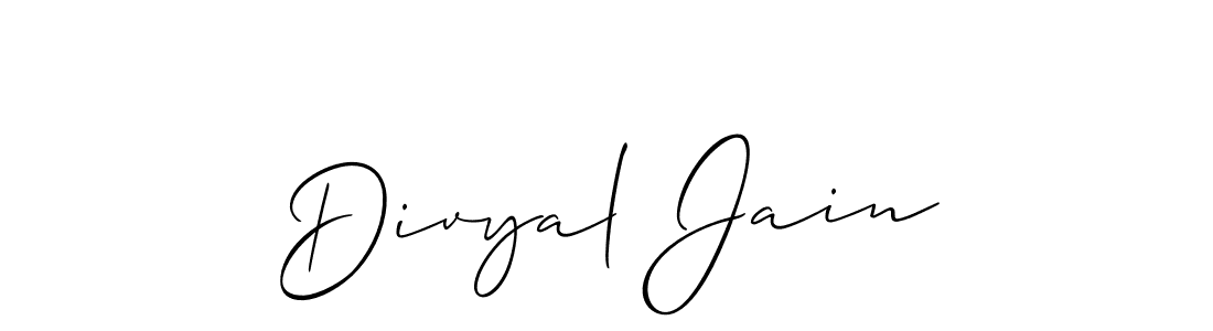 Divyal Jain stylish signature style. Best Handwritten Sign (Allison_Script) for my name. Handwritten Signature Collection Ideas for my name Divyal Jain. Divyal Jain signature style 2 images and pictures png