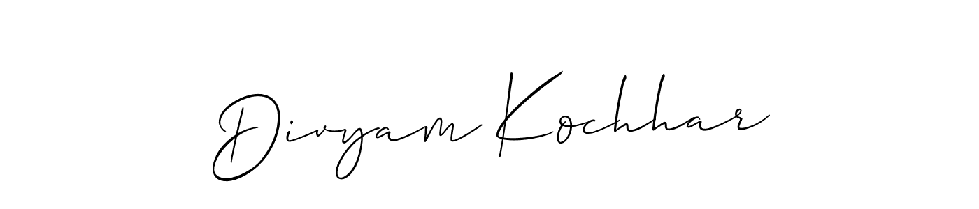Also we have Divyam Kochhar name is the best signature style. Create professional handwritten signature collection using Allison_Script autograph style. Divyam Kochhar signature style 2 images and pictures png