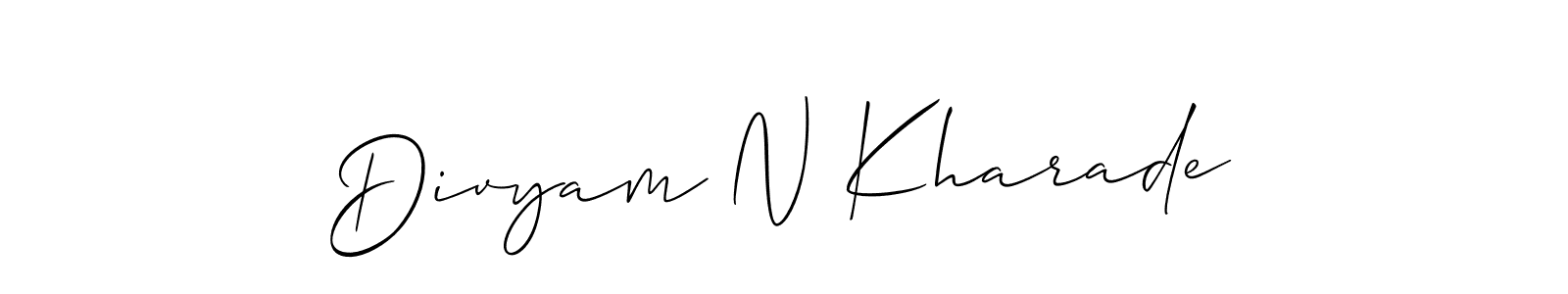 Divyam N Kharade stylish signature style. Best Handwritten Sign (Allison_Script) for my name. Handwritten Signature Collection Ideas for my name Divyam N Kharade. Divyam N Kharade signature style 2 images and pictures png