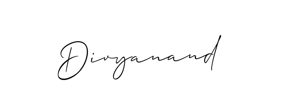 Use a signature maker to create a handwritten signature online. With this signature software, you can design (Allison_Script) your own signature for name Divyanand. Divyanand signature style 2 images and pictures png