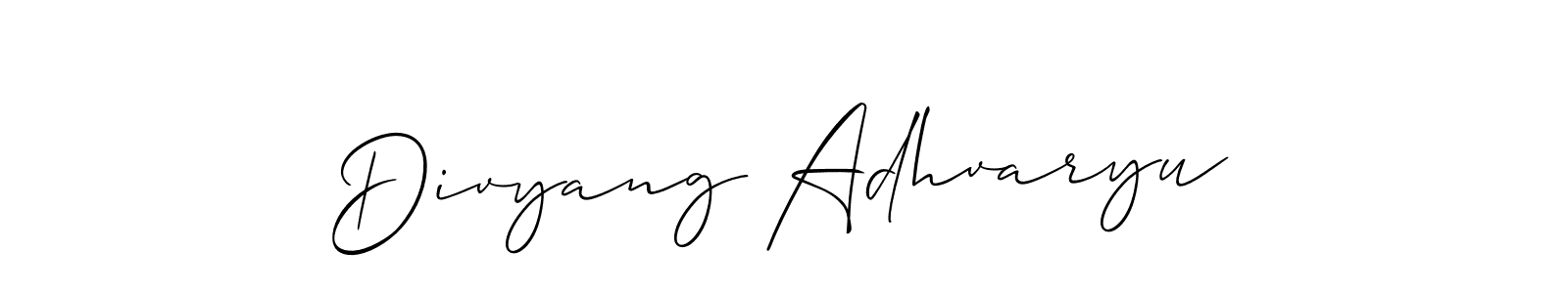 Design your own signature with our free online signature maker. With this signature software, you can create a handwritten (Allison_Script) signature for name Divyang Adhvaryu. Divyang Adhvaryu signature style 2 images and pictures png