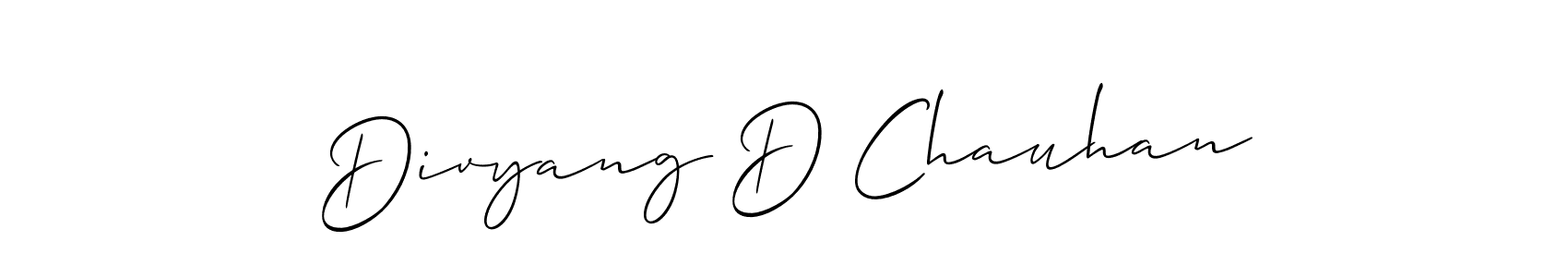 Also we have Divyang D Chauhan name is the best signature style. Create professional handwritten signature collection using Allison_Script autograph style. Divyang D Chauhan signature style 2 images and pictures png