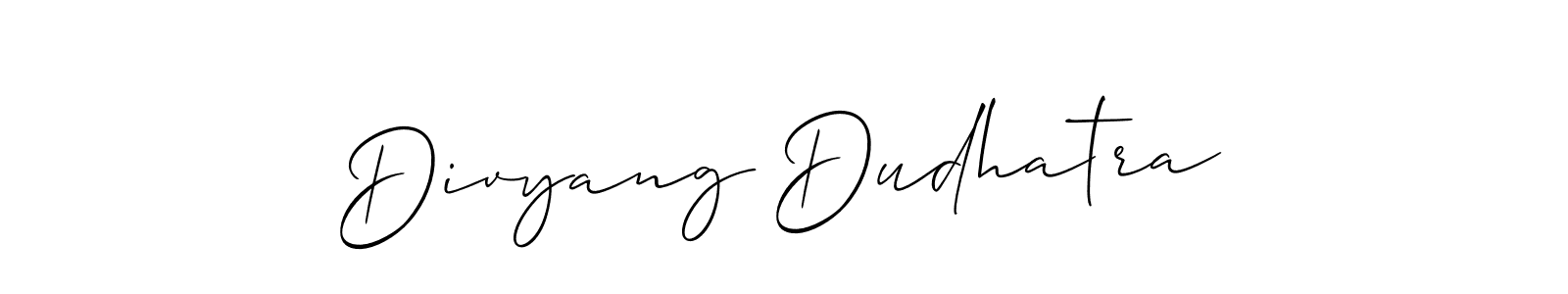You should practise on your own different ways (Allison_Script) to write your name (Divyang Dudhatra) in signature. don't let someone else do it for you. Divyang Dudhatra signature style 2 images and pictures png