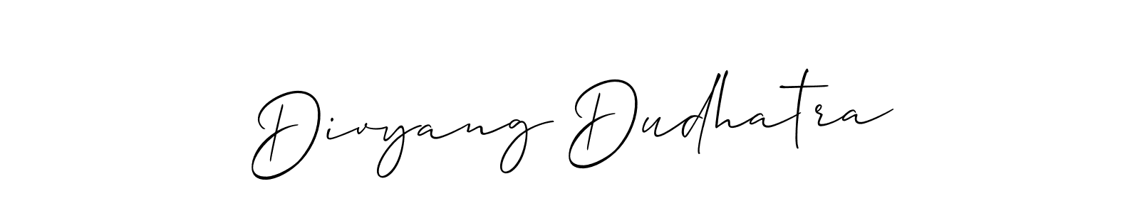 You should practise on your own different ways (Allison_Script) to write your name (Divyang Dudhatra) in signature. don't let someone else do it for you. Divyang Dudhatra signature style 2 images and pictures png