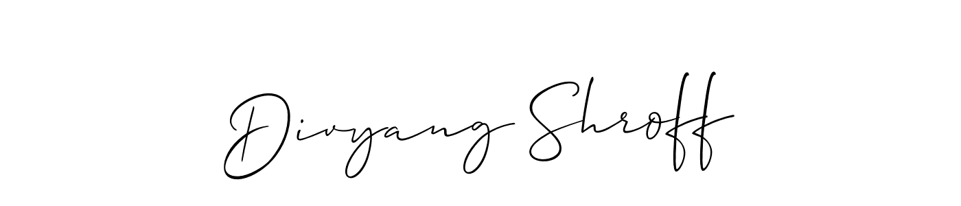 How to Draw Divyang Shroff signature style? Allison_Script is a latest design signature styles for name Divyang Shroff. Divyang Shroff signature style 2 images and pictures png