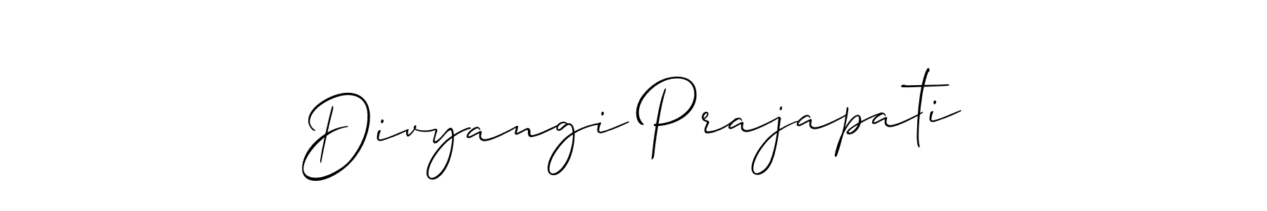 Create a beautiful signature design for name Divyangi Prajapati. With this signature (Allison_Script) fonts, you can make a handwritten signature for free. Divyangi Prajapati signature style 2 images and pictures png