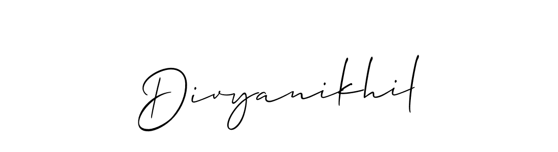 Make a beautiful signature design for name Divyanikhil. With this signature (Allison_Script) style, you can create a handwritten signature for free. Divyanikhil signature style 2 images and pictures png