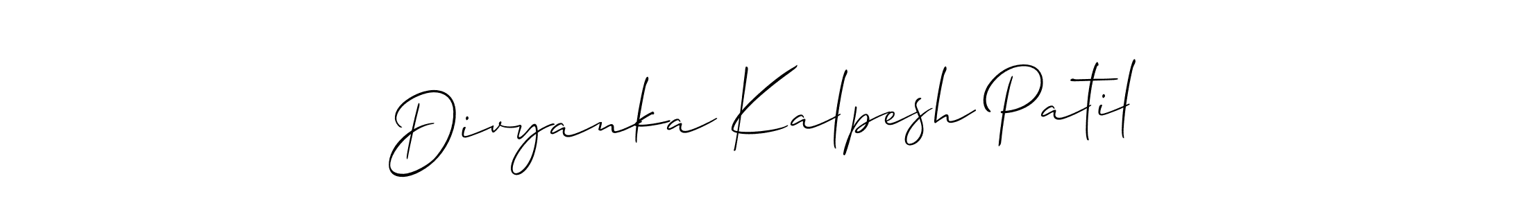 Also You can easily find your signature by using the search form. We will create Divyanka Kalpesh Patil name handwritten signature images for you free of cost using Allison_Script sign style. Divyanka Kalpesh Patil signature style 2 images and pictures png