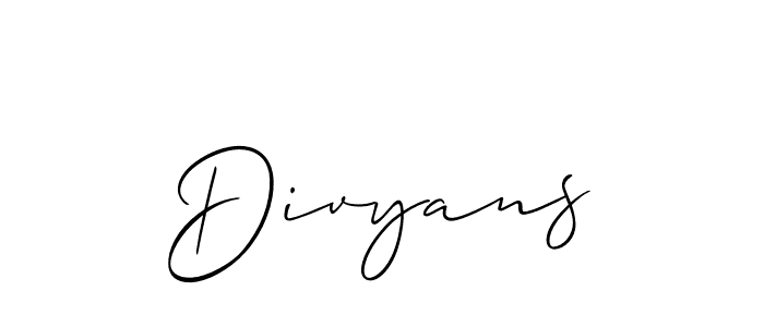 You can use this online signature creator to create a handwritten signature for the name Divyans. This is the best online autograph maker. Divyans signature style 2 images and pictures png