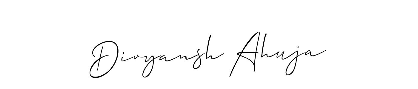 Similarly Allison_Script is the best handwritten signature design. Signature creator online .You can use it as an online autograph creator for name Divyansh Ahuja. Divyansh Ahuja signature style 2 images and pictures png