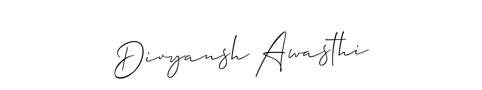 Design your own signature with our free online signature maker. With this signature software, you can create a handwritten (Allison_Script) signature for name Divyansh Awasthi. Divyansh Awasthi signature style 2 images and pictures png