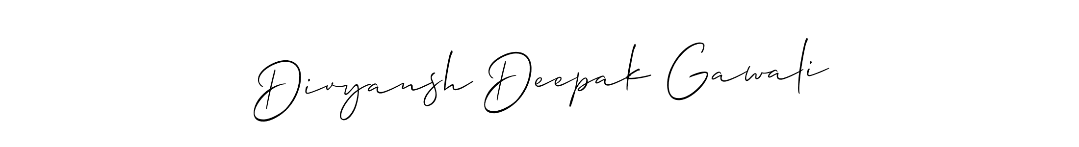 Use a signature maker to create a handwritten signature online. With this signature software, you can design (Allison_Script) your own signature for name Divyansh Deepak Gawali. Divyansh Deepak Gawali signature style 2 images and pictures png