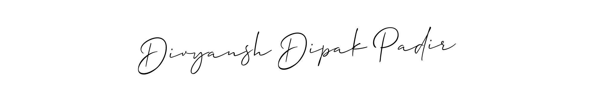 It looks lik you need a new signature style for name Divyansh Dipak Padir. Design unique handwritten (Allison_Script) signature with our free signature maker in just a few clicks. Divyansh Dipak Padir signature style 2 images and pictures png