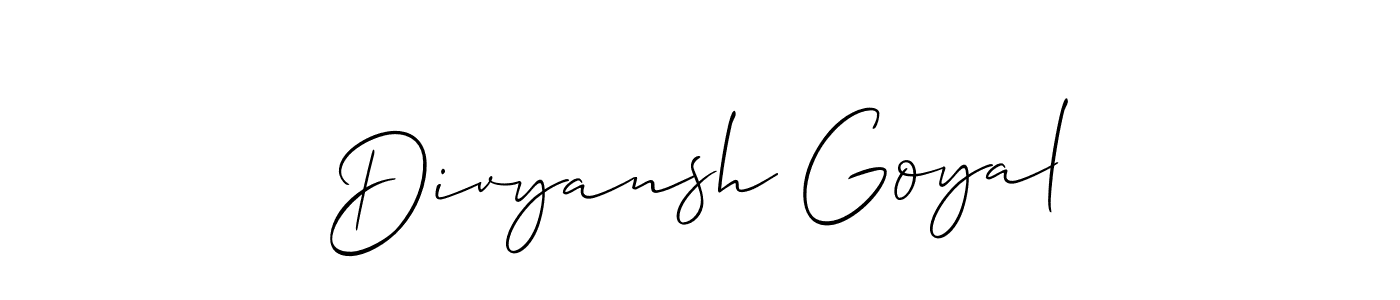 Design your own signature with our free online signature maker. With this signature software, you can create a handwritten (Allison_Script) signature for name Divyansh Goyal. Divyansh Goyal signature style 2 images and pictures png
