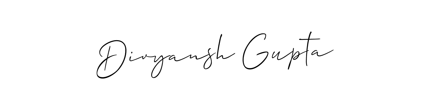 Make a beautiful signature design for name Divyansh Gupta. With this signature (Allison_Script) style, you can create a handwritten signature for free. Divyansh Gupta signature style 2 images and pictures png