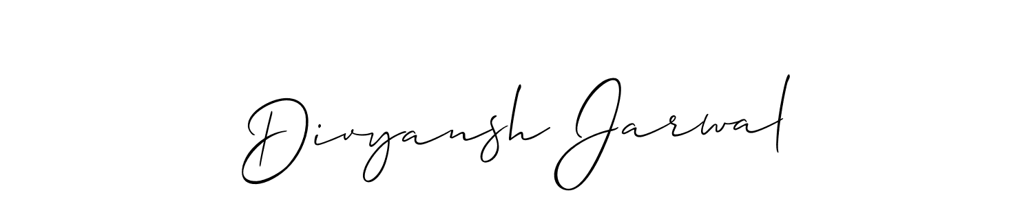 Make a beautiful signature design for name Divyansh Jarwal. With this signature (Allison_Script) style, you can create a handwritten signature for free. Divyansh Jarwal signature style 2 images and pictures png