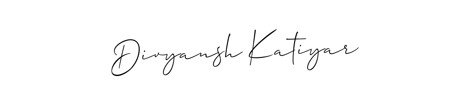 This is the best signature style for the Divyansh Katiyar name. Also you like these signature font (Allison_Script). Mix name signature. Divyansh Katiyar signature style 2 images and pictures png