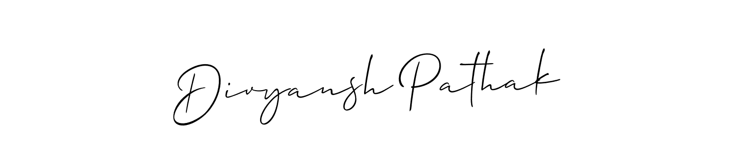 Create a beautiful signature design for name Divyansh Pathak. With this signature (Allison_Script) fonts, you can make a handwritten signature for free. Divyansh Pathak signature style 2 images and pictures png
