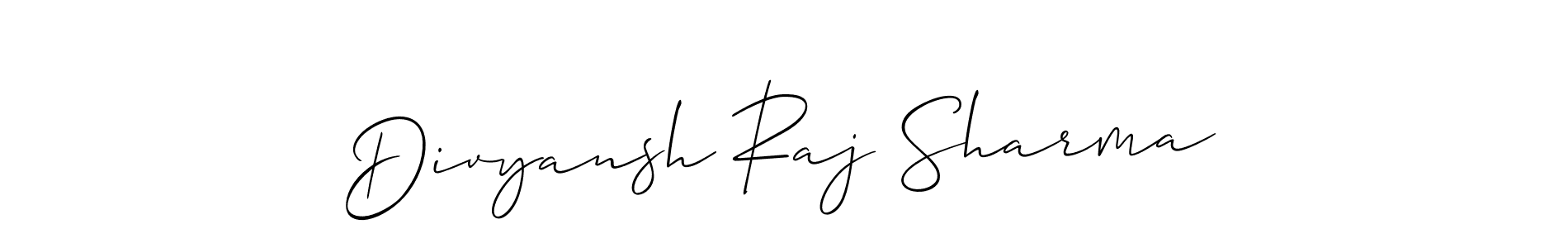 It looks lik you need a new signature style for name Divyansh Raj Sharma. Design unique handwritten (Allison_Script) signature with our free signature maker in just a few clicks. Divyansh Raj Sharma signature style 2 images and pictures png