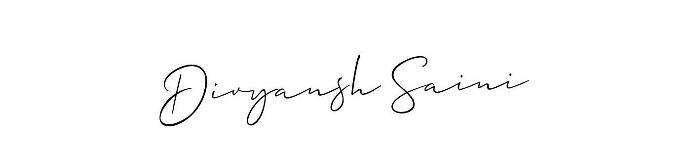 Make a short Divyansh Saini signature style. Manage your documents anywhere anytime using Allison_Script. Create and add eSignatures, submit forms, share and send files easily. Divyansh Saini signature style 2 images and pictures png