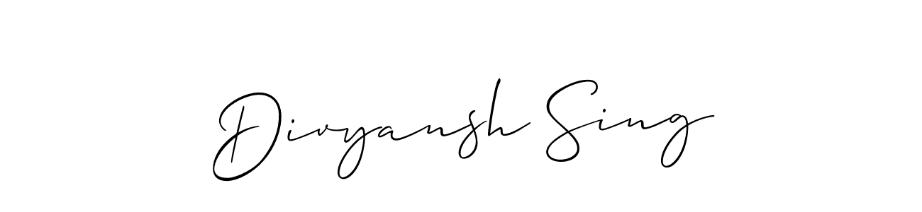 How to make Divyansh Sing name signature. Use Allison_Script style for creating short signs online. This is the latest handwritten sign. Divyansh Sing signature style 2 images and pictures png