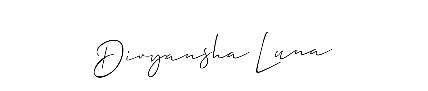 Design your own signature with our free online signature maker. With this signature software, you can create a handwritten (Allison_Script) signature for name Divyansha Luna. Divyansha Luna signature style 2 images and pictures png