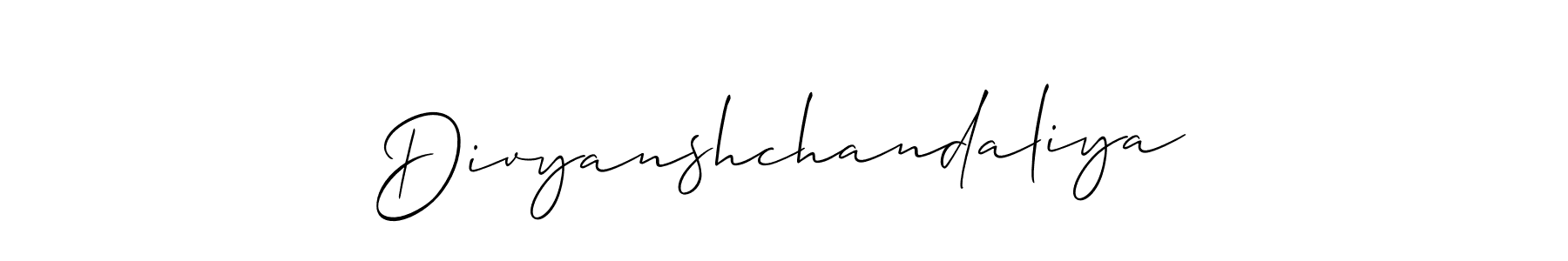 Also we have Divyanshchandaliya name is the best signature style. Create professional handwritten signature collection using Allison_Script autograph style. Divyanshchandaliya signature style 2 images and pictures png