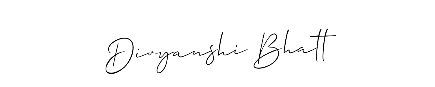 How to make Divyanshi Bhatt name signature. Use Allison_Script style for creating short signs online. This is the latest handwritten sign. Divyanshi Bhatt signature style 2 images and pictures png