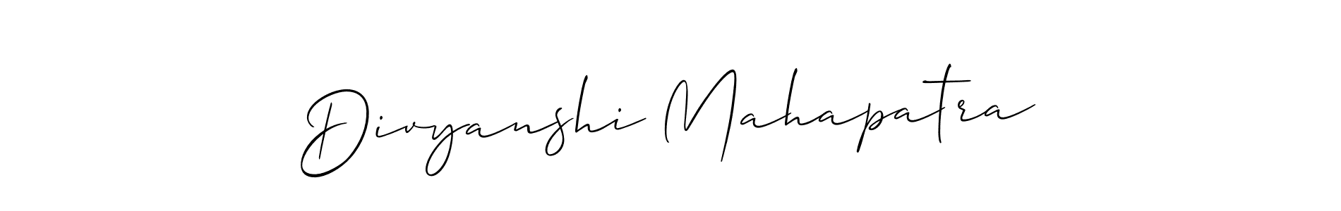 Design your own signature with our free online signature maker. With this signature software, you can create a handwritten (Allison_Script) signature for name Divyanshi Mahapatra. Divyanshi Mahapatra signature style 2 images and pictures png