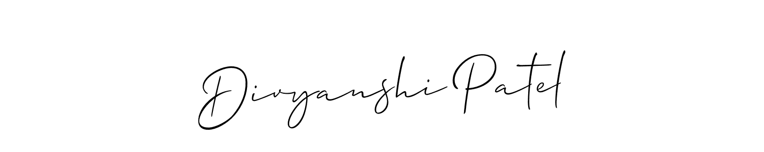 Design your own signature with our free online signature maker. With this signature software, you can create a handwritten (Allison_Script) signature for name Divyanshi Patel. Divyanshi Patel signature style 2 images and pictures png