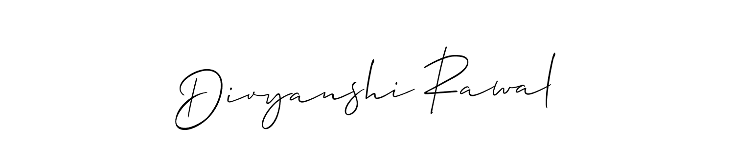 Make a short Divyanshi Rawal signature style. Manage your documents anywhere anytime using Allison_Script. Create and add eSignatures, submit forms, share and send files easily. Divyanshi Rawal signature style 2 images and pictures png