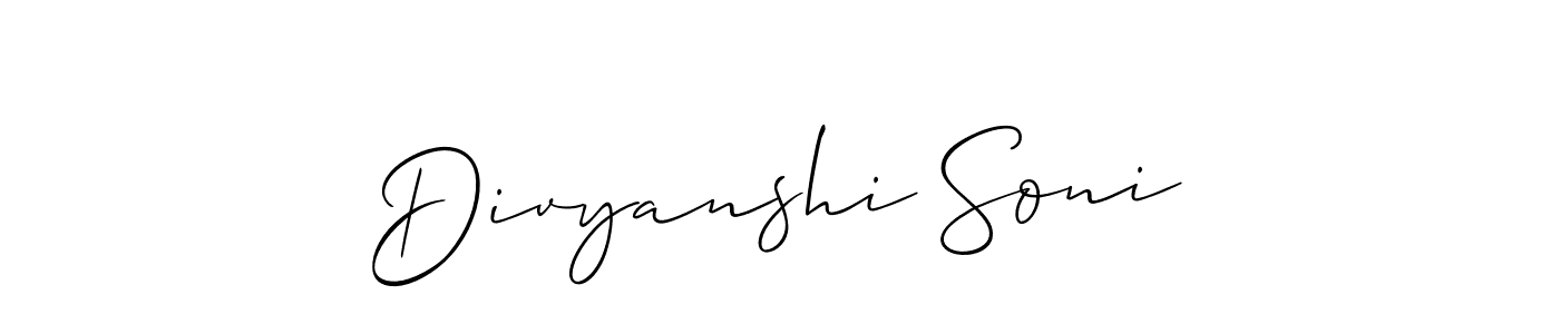 How to make Divyanshi Soni signature? Allison_Script is a professional autograph style. Create handwritten signature for Divyanshi Soni name. Divyanshi Soni signature style 2 images and pictures png