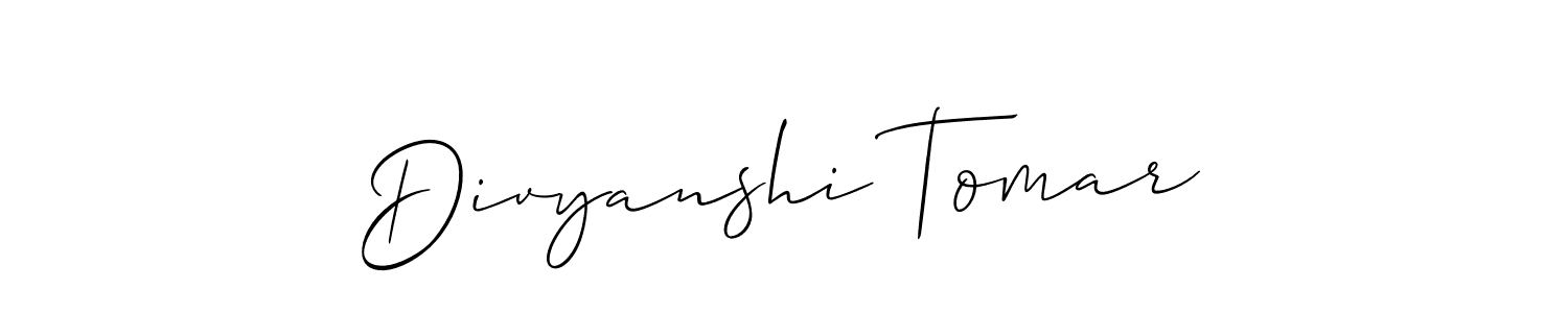 Create a beautiful signature design for name Divyanshi Tomar. With this signature (Allison_Script) fonts, you can make a handwritten signature for free. Divyanshi Tomar signature style 2 images and pictures png