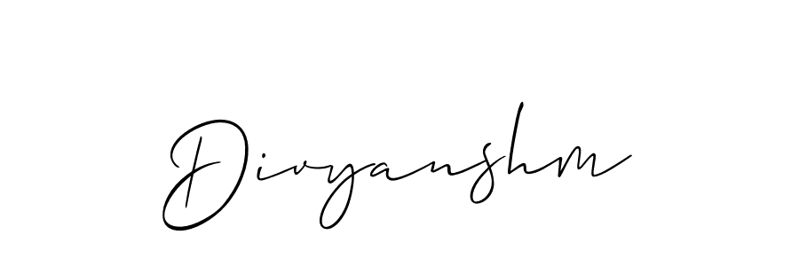 Make a beautiful signature design for name Divyanshm. With this signature (Allison_Script) style, you can create a handwritten signature for free. Divyanshm signature style 2 images and pictures png