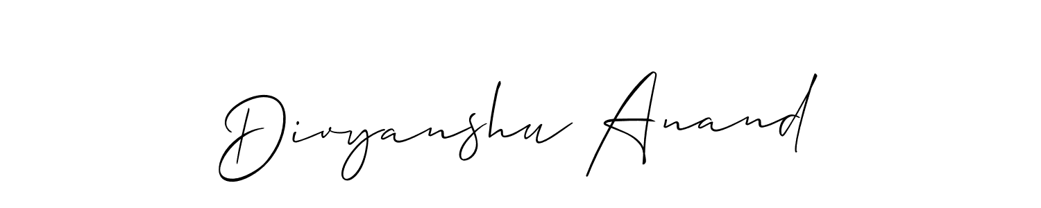 Design your own signature with our free online signature maker. With this signature software, you can create a handwritten (Allison_Script) signature for name Divyanshu Anand. Divyanshu Anand signature style 2 images and pictures png