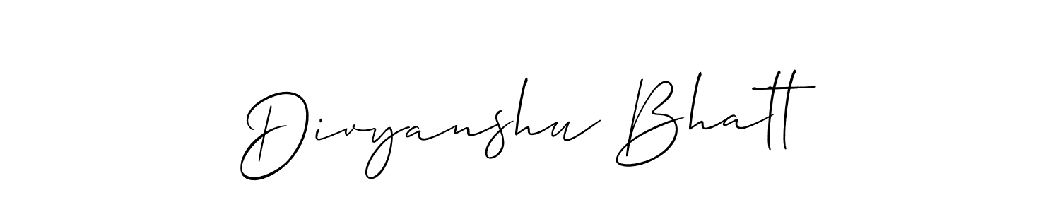 How to make Divyanshu Bhatt name signature. Use Allison_Script style for creating short signs online. This is the latest handwritten sign. Divyanshu Bhatt signature style 2 images and pictures png