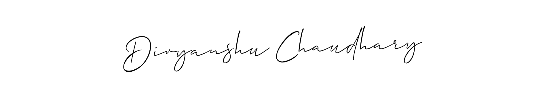 Make a short Divyanshu Chaudhary signature style. Manage your documents anywhere anytime using Allison_Script. Create and add eSignatures, submit forms, share and send files easily. Divyanshu Chaudhary signature style 2 images and pictures png