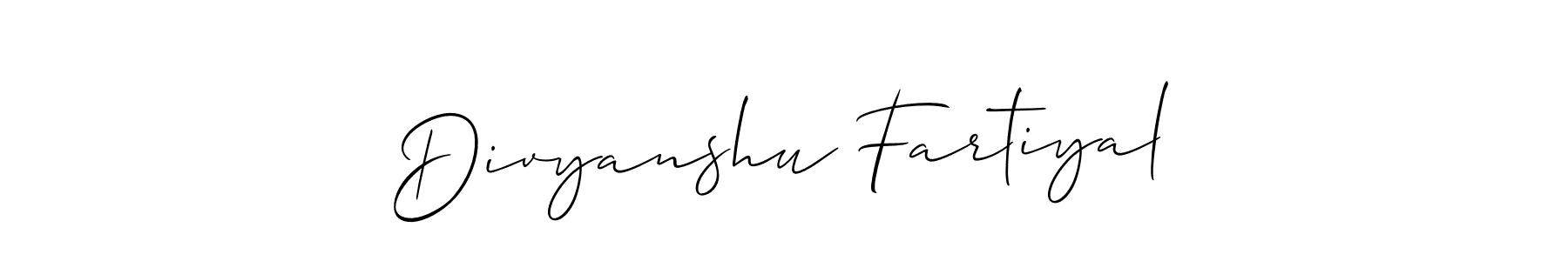 This is the best signature style for the Divyanshu Fartiyal name. Also you like these signature font (Allison_Script). Mix name signature. Divyanshu Fartiyal signature style 2 images and pictures png