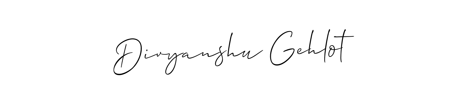 Create a beautiful signature design for name Divyanshu Gehlot. With this signature (Allison_Script) fonts, you can make a handwritten signature for free. Divyanshu Gehlot signature style 2 images and pictures png