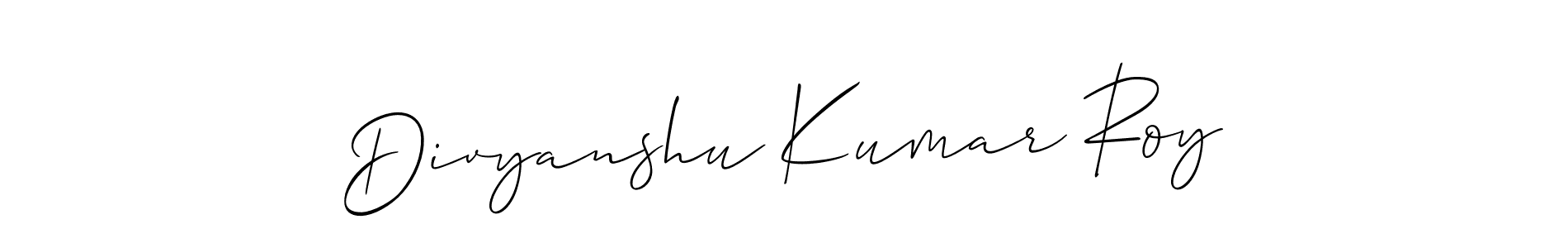 Allison_Script is a professional signature style that is perfect for those who want to add a touch of class to their signature. It is also a great choice for those who want to make their signature more unique. Get Divyanshu Kumar Roy name to fancy signature for free. Divyanshu Kumar Roy signature style 2 images and pictures png
