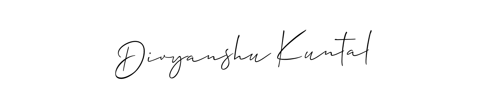 It looks lik you need a new signature style for name Divyanshu Kuntal. Design unique handwritten (Allison_Script) signature with our free signature maker in just a few clicks. Divyanshu Kuntal signature style 2 images and pictures png