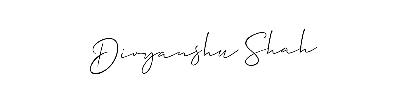 Use a signature maker to create a handwritten signature online. With this signature software, you can design (Allison_Script) your own signature for name Divyanshu Shah. Divyanshu Shah signature style 2 images and pictures png