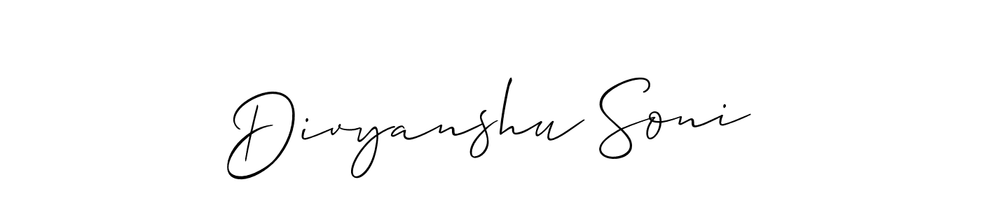 It looks lik you need a new signature style for name Divyanshu Soni. Design unique handwritten (Allison_Script) signature with our free signature maker in just a few clicks. Divyanshu Soni signature style 2 images and pictures png