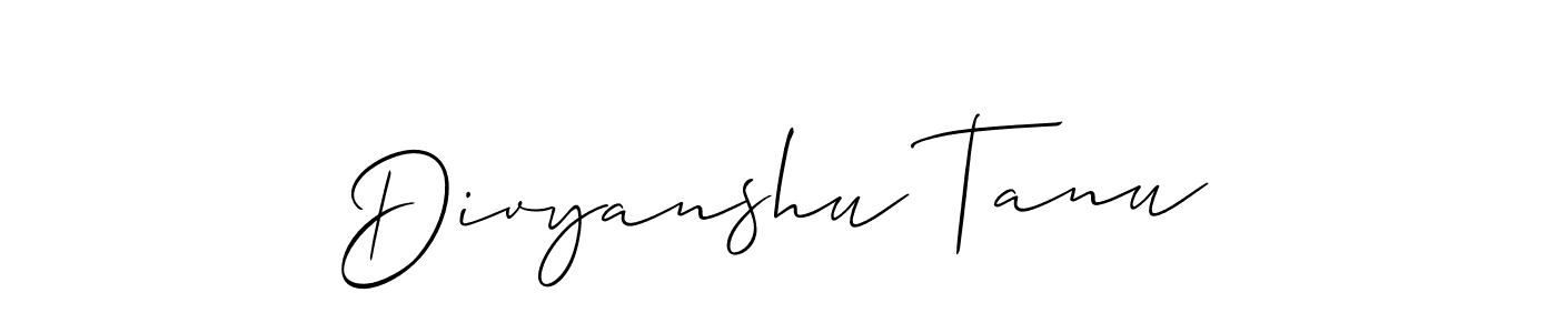 Make a beautiful signature design for name Divyanshu Tanu. With this signature (Allison_Script) style, you can create a handwritten signature for free. Divyanshu Tanu signature style 2 images and pictures png