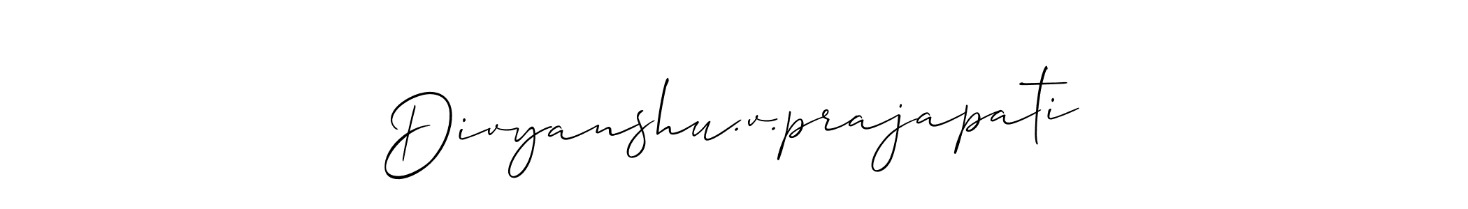 Also You can easily find your signature by using the search form. We will create Divyanshu.v.prajapati name handwritten signature images for you free of cost using Allison_Script sign style. Divyanshu.v.prajapati signature style 2 images and pictures png