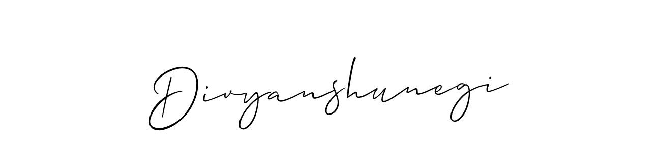 How to make Divyanshunegi name signature. Use Allison_Script style for creating short signs online. This is the latest handwritten sign. Divyanshunegi signature style 2 images and pictures png